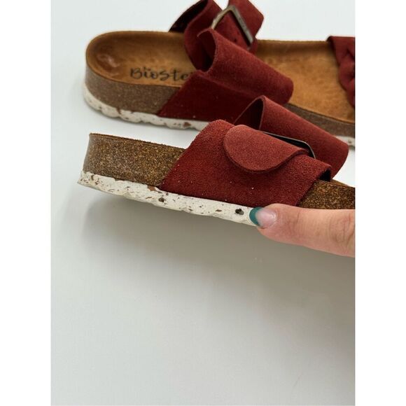 Biostep Women’s Sandals Red Rust Suede Leather Shoes Made In Spain Sz 7.5 - Picture 4 of 8